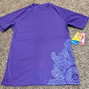 Kanu Surf UPF 50+ Purple Short-Sleeve Rash Tee with Paisley Print Size Large